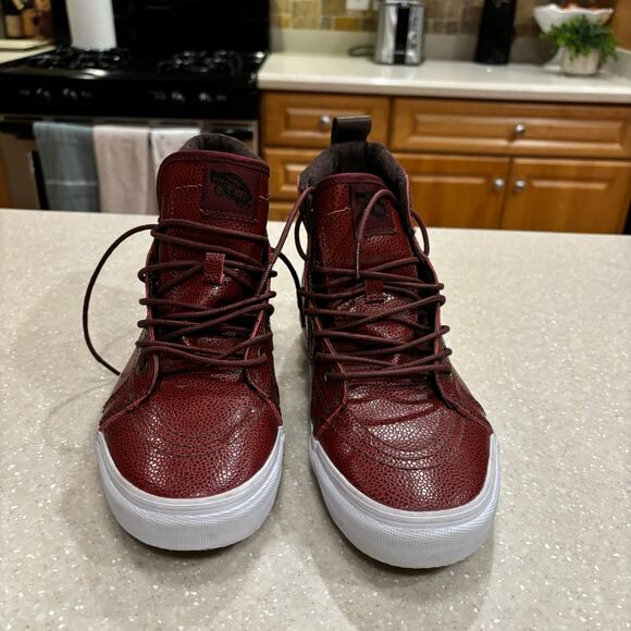Vans Unisex Size 8M/9.5W Burgundy Leather Hi-Cut Vintage Lace Up Skate Shoes - Picture 8 of 11